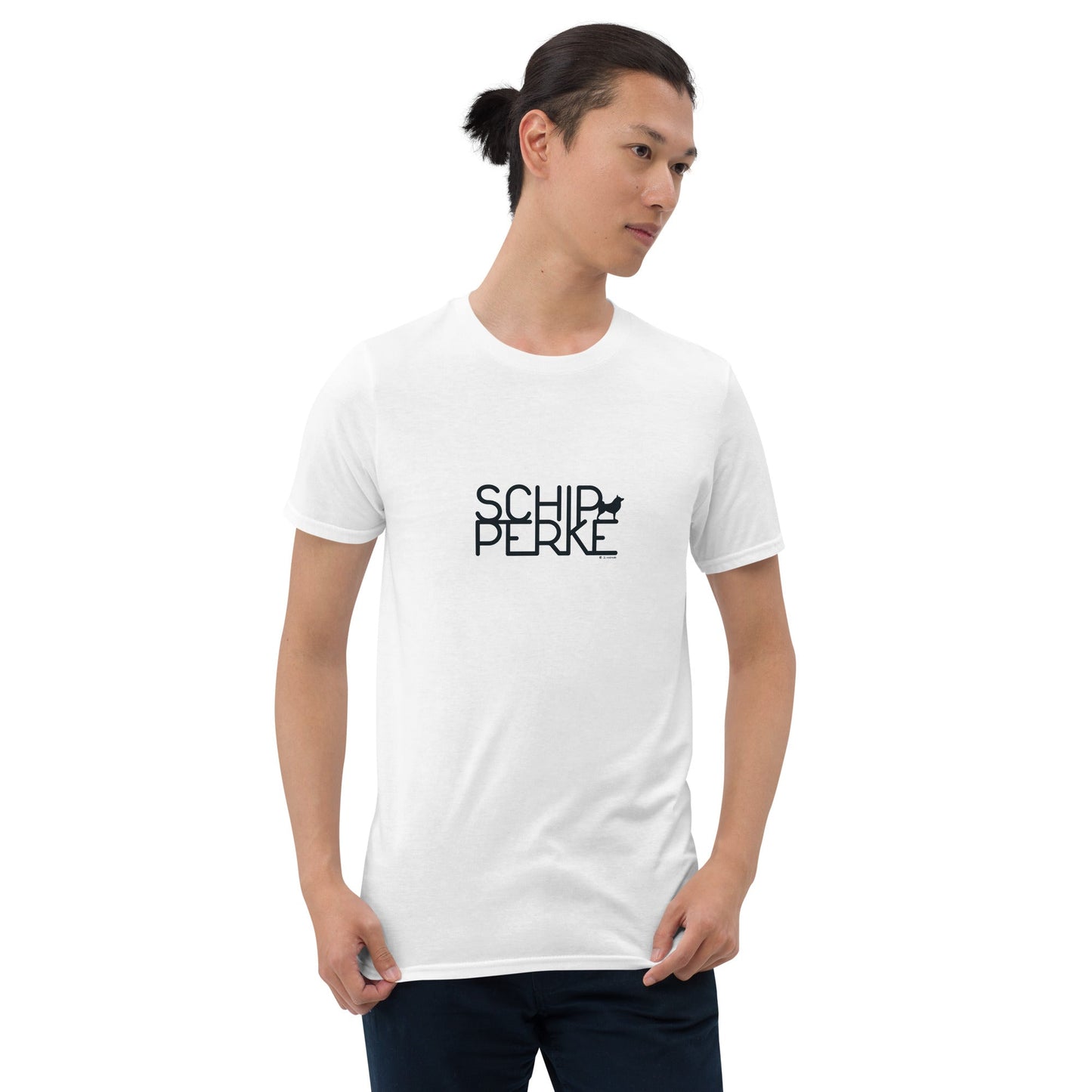Camiseta unissex com mangas curtas - Schipperke - Cores Claras i-animals