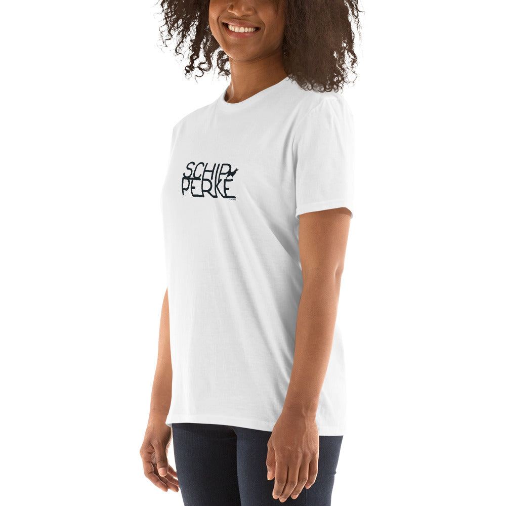 Camiseta unissex com mangas curtas - Schipperke - Cores Claras i-animals