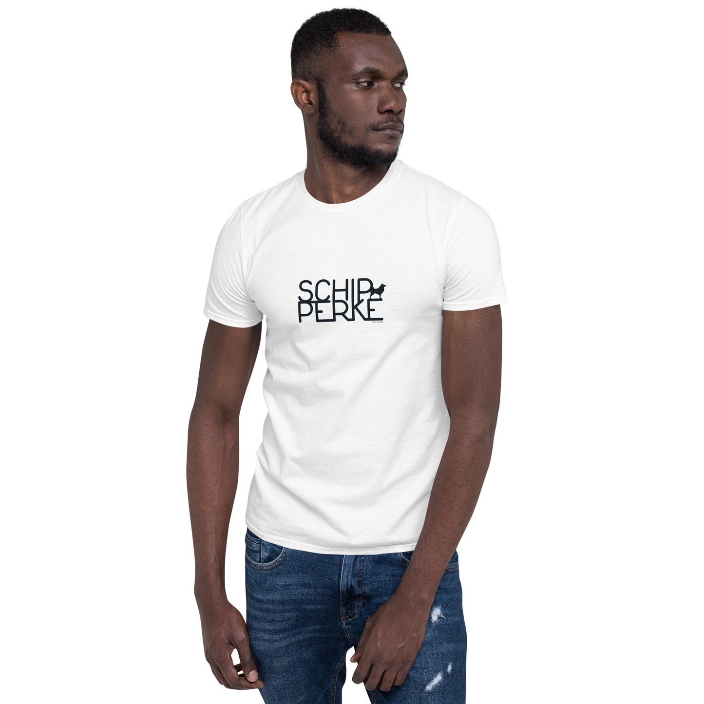 Camiseta unissex com mangas curtas - Schipperke - Cores Claras i-animals