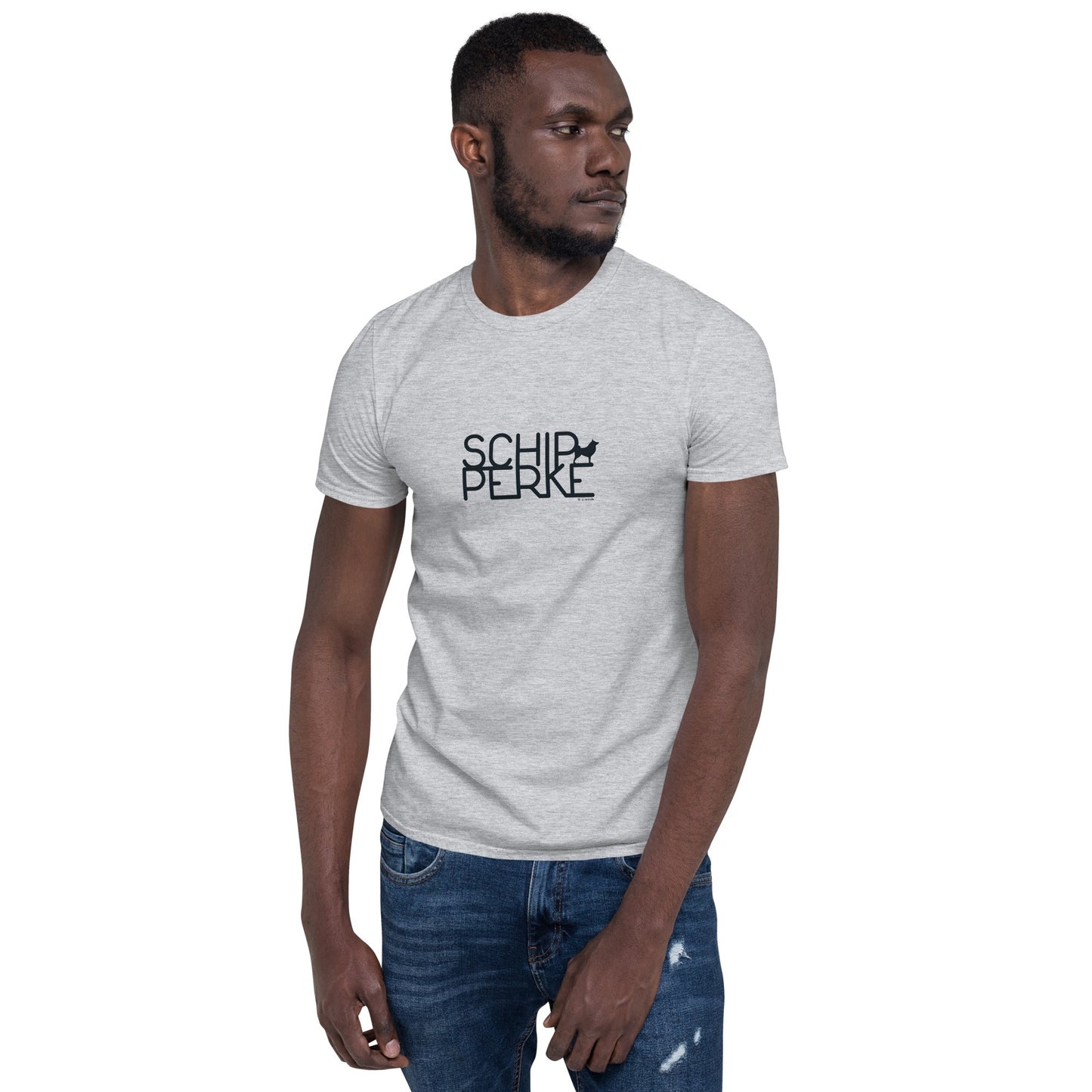 Camiseta unissex com mangas curtas - Schipperke - Cores Claras i-animals