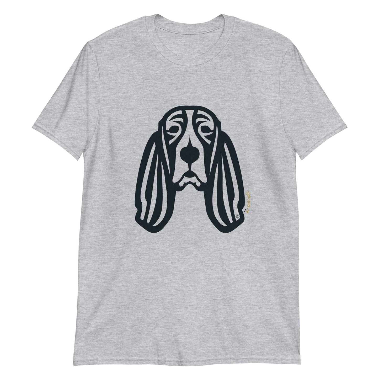 Camiseta unissex de manga curta - Basset Hound - Tribal - Cores Claras i-animals