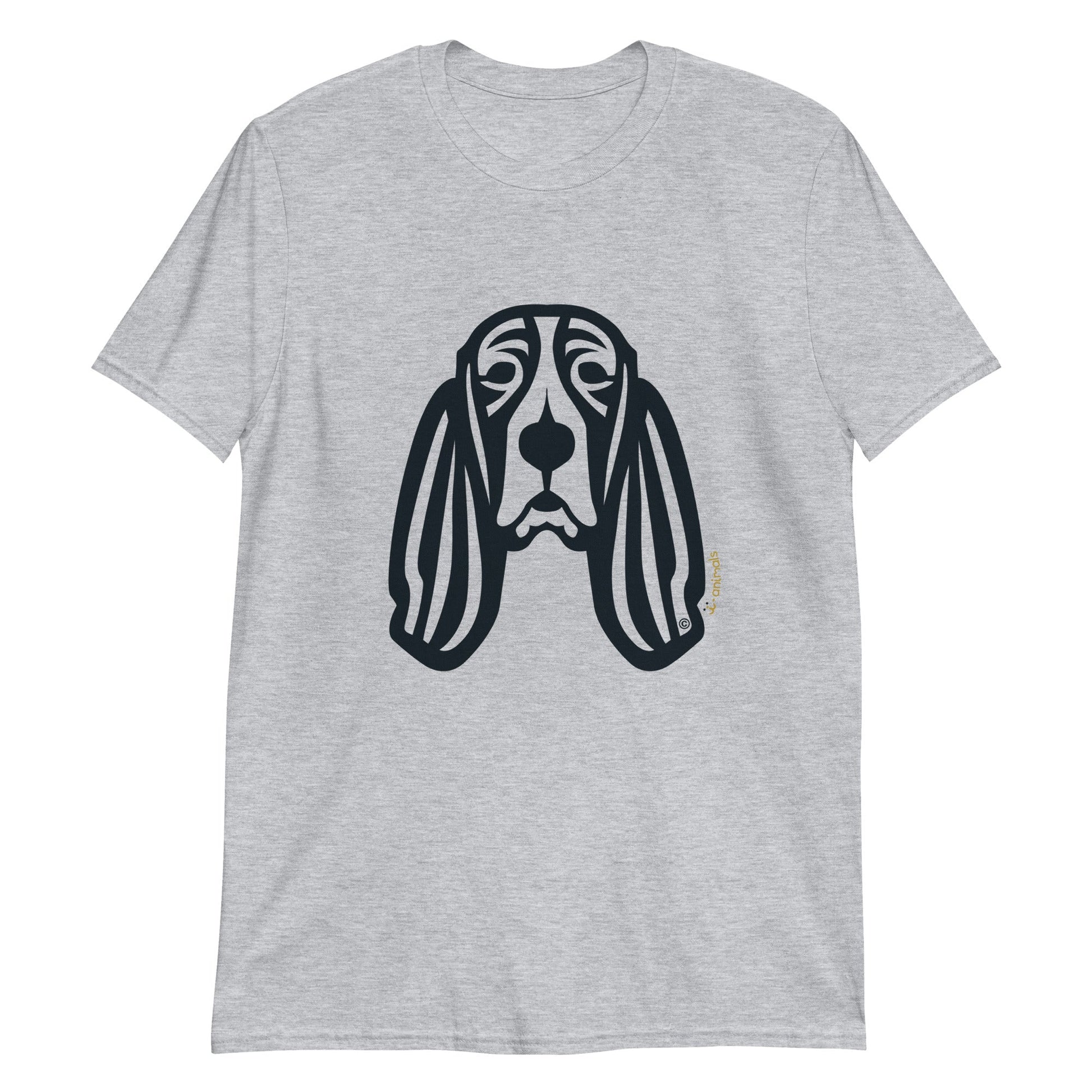 Camiseta unissex de manga curta - Basset Hound - Tribal - Cores Claras i-animals