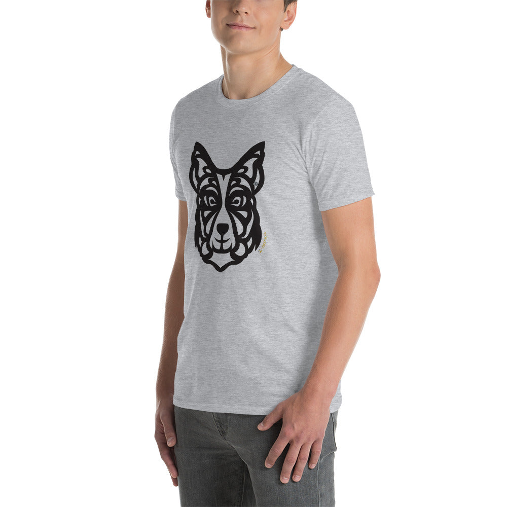 Camiseta unissex de manga curta - Border Collie - Tribal - Cores Claras i-animals