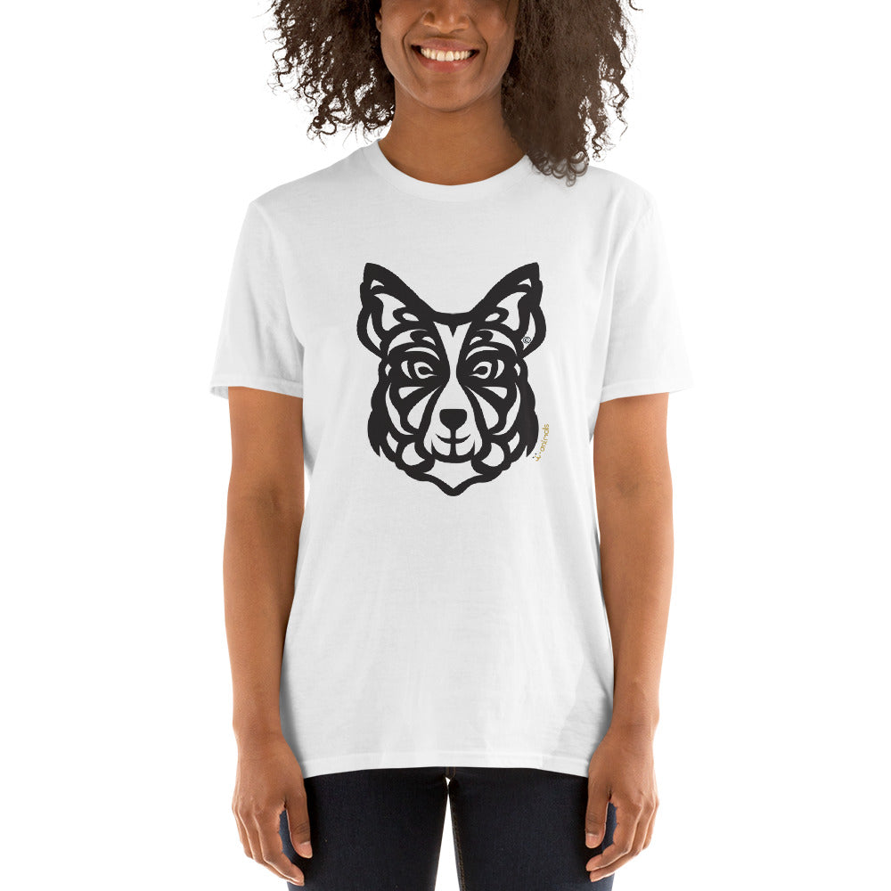 Camiseta unissex de manga curta - Border Collie - Tribal - Cores Claras i-animals