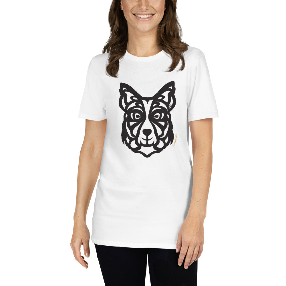 Camiseta unissex de manga curta - Border Collie - Tribal - Cores Claras i-animals