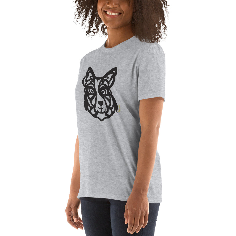 Camiseta unissex de manga curta - Border Collie - Tribal - Cores Claras i-animals
