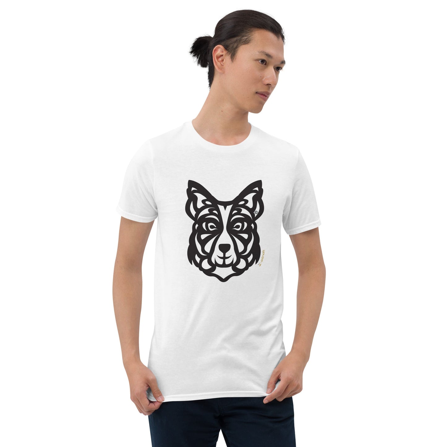 Camiseta unissex de manga curta - Border Collie - Tribal - Cores Claras i-animals