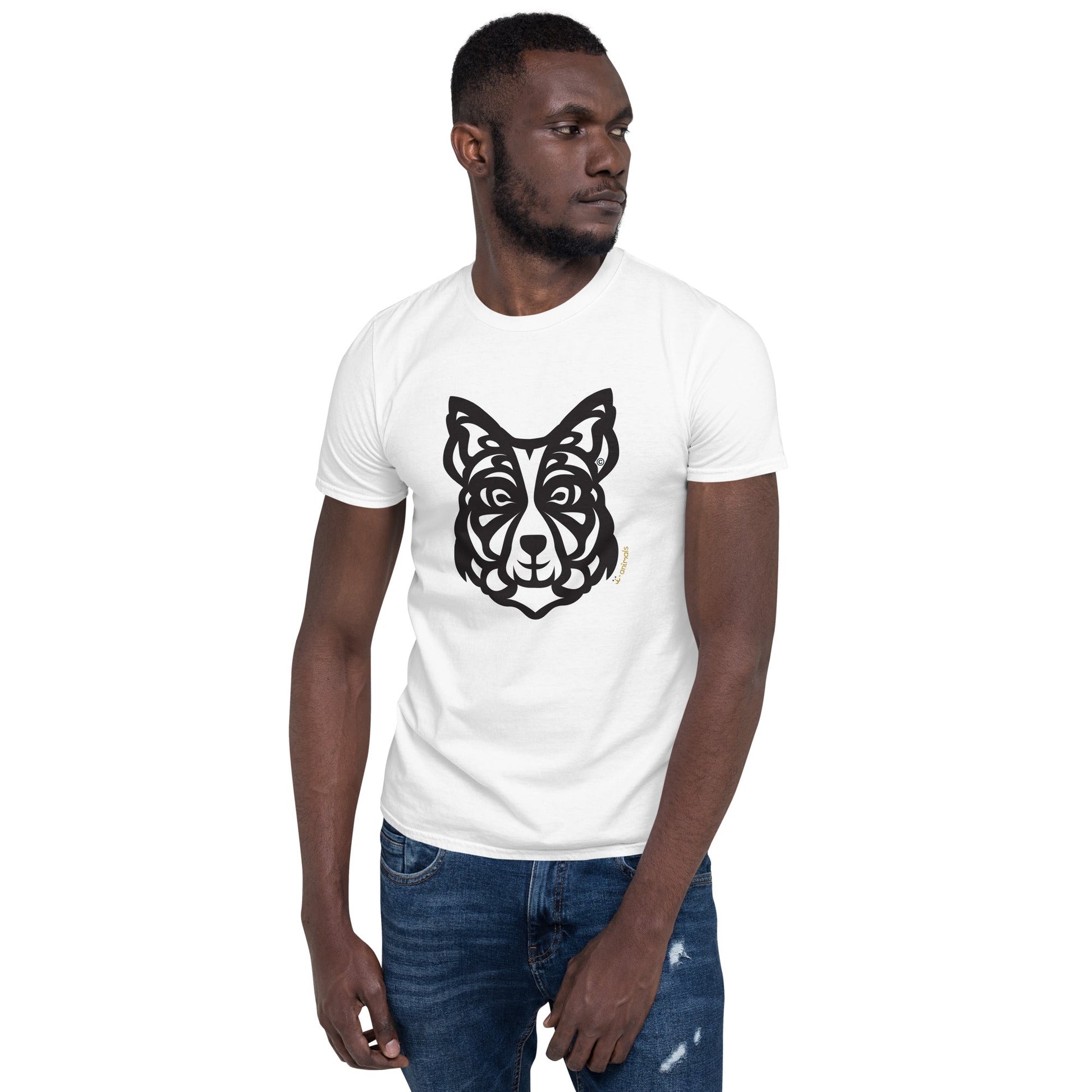 Camiseta unissex de manga curta - Border Collie - Tribal - Cores Claras i-animals