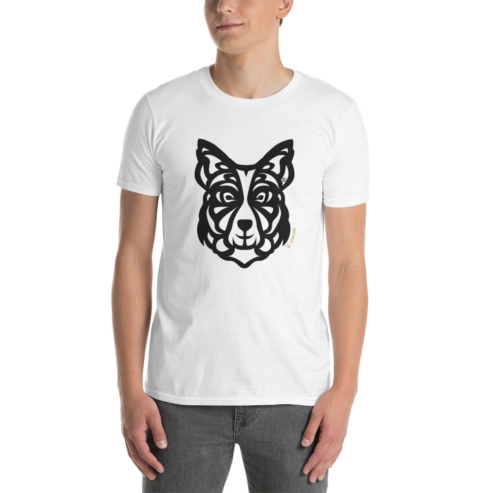 Camiseta unissex de manga curta - Border Collie - Tribal - Cores Claras i-animals