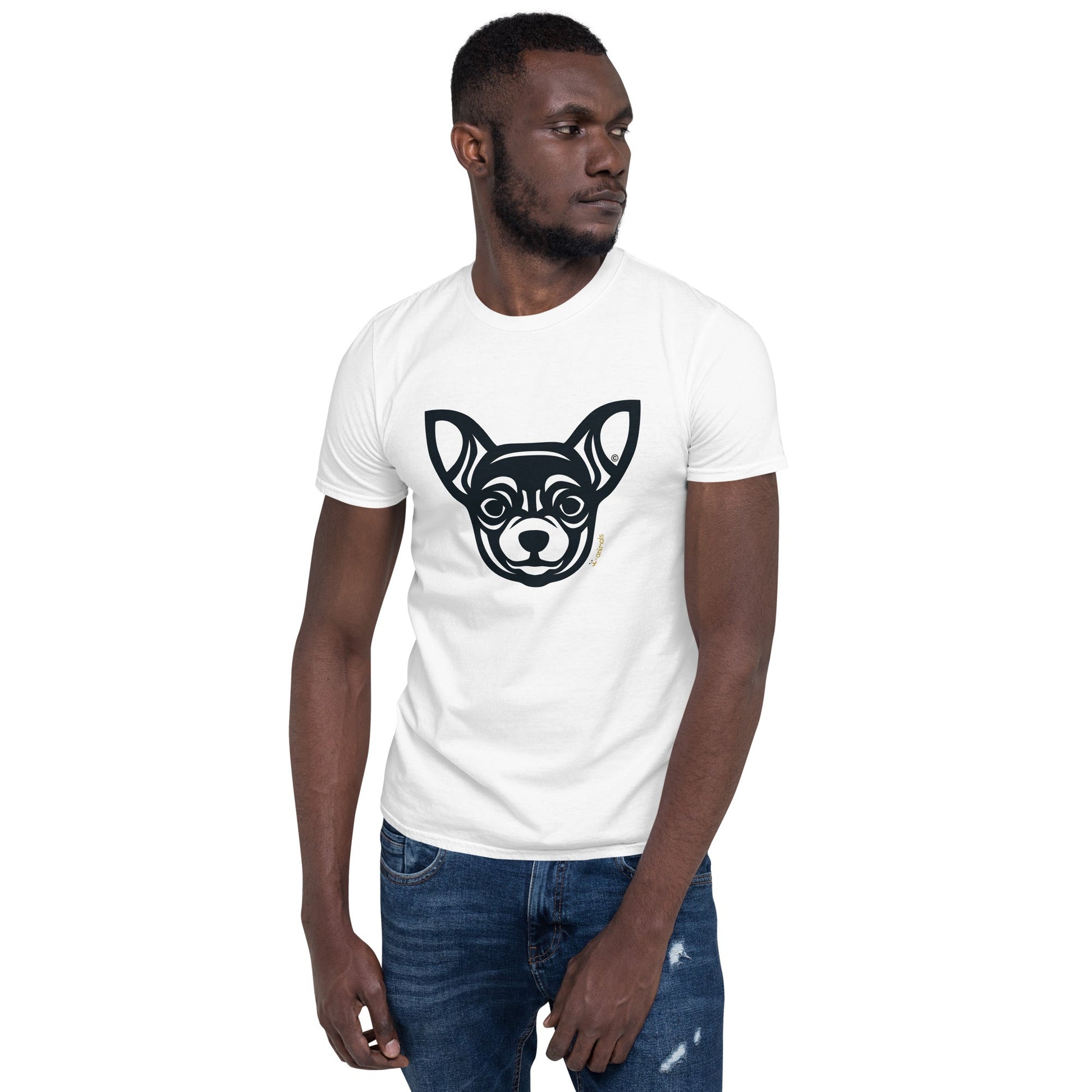 Camiseta unissex de manga curta - Chihuahua - Tribal - Cores Claras i-animals