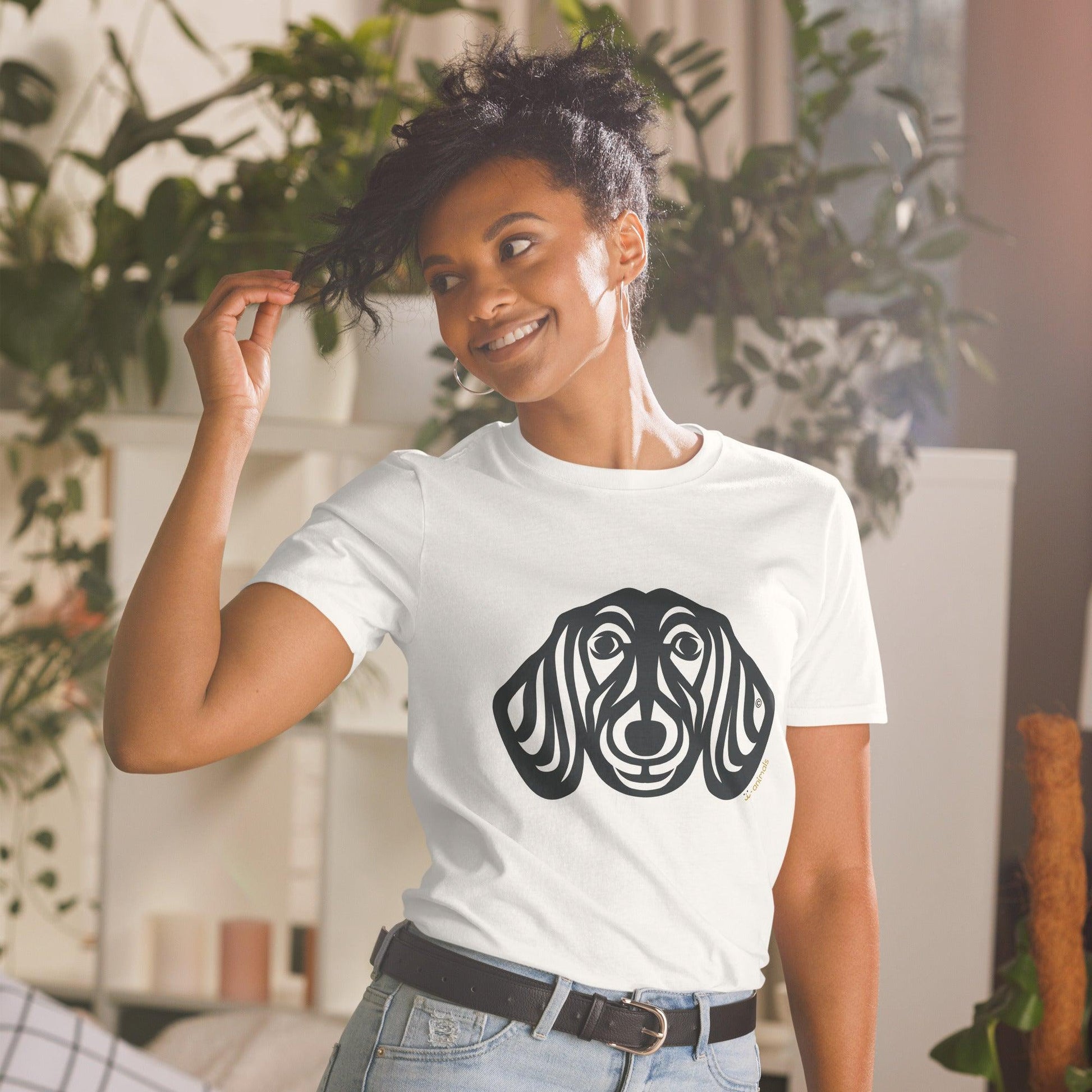 Camiseta unissex de manga curta - Dachshund - Tribal - Cores Claras i-animals