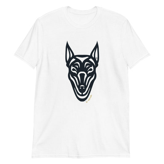 Camiseta unissex de manga curta - Doberman - Tribal - Cores Claras i-animals