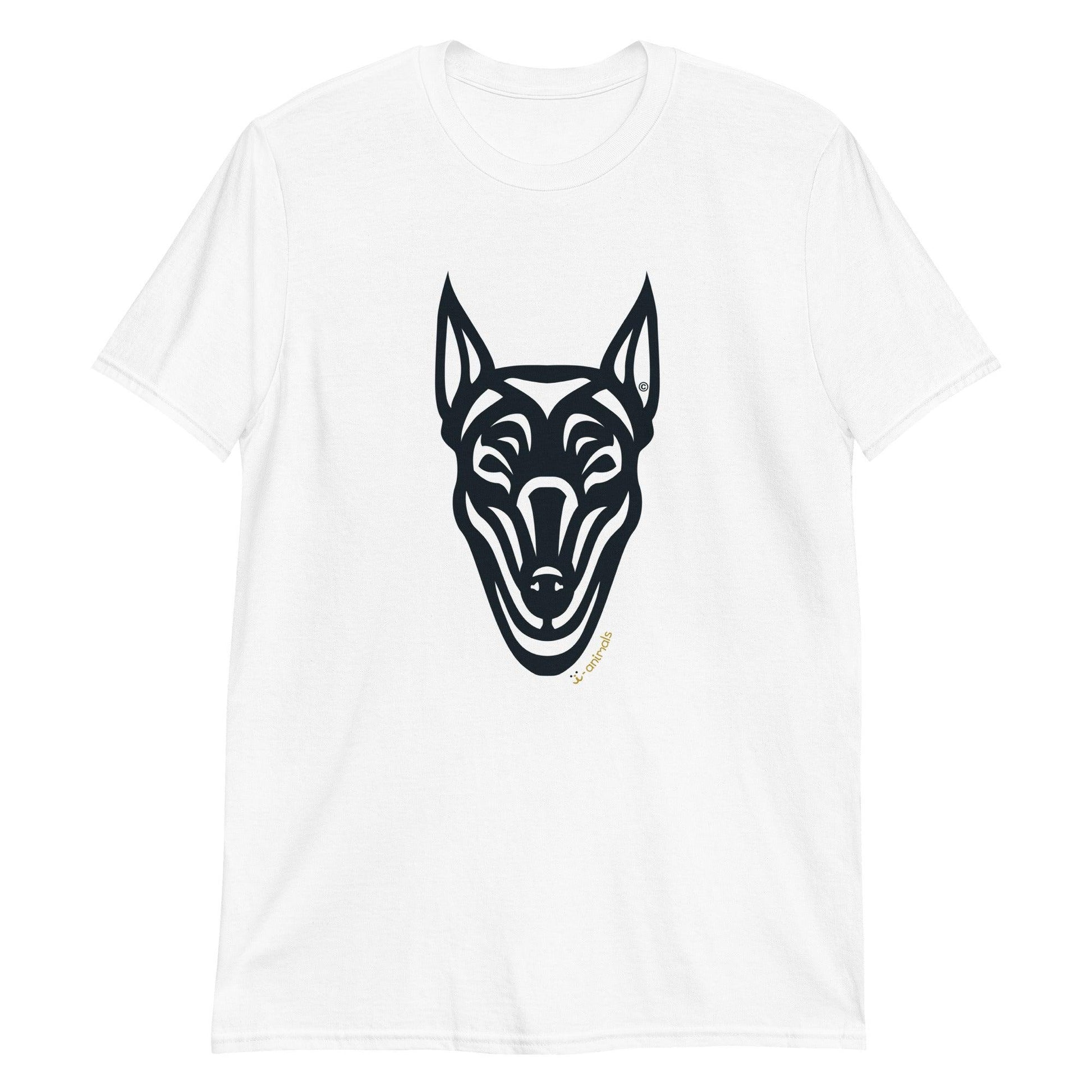 Camiseta unissex de manga curta - Doberman - Tribal - Cores Claras i-animals