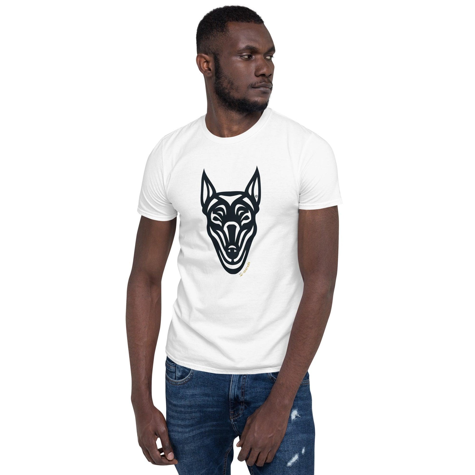 Camiseta unissex de manga curta - Doberman - Tribal - Cores Claras i-animals