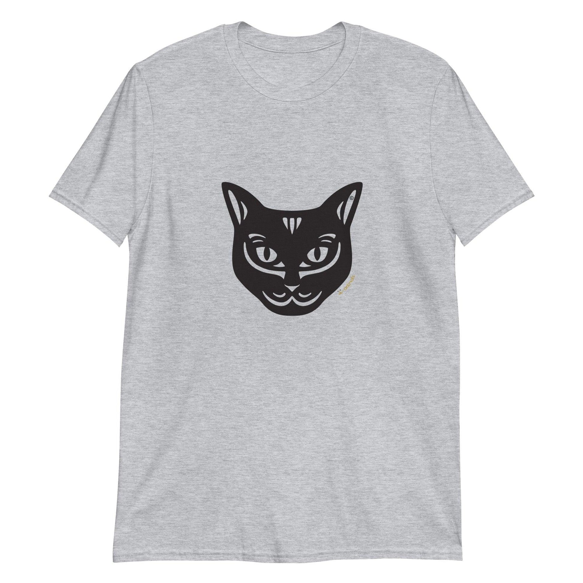 Camiseta unissex de manga curta - Gato Preto - Tribal - Cores Claras i-animals
