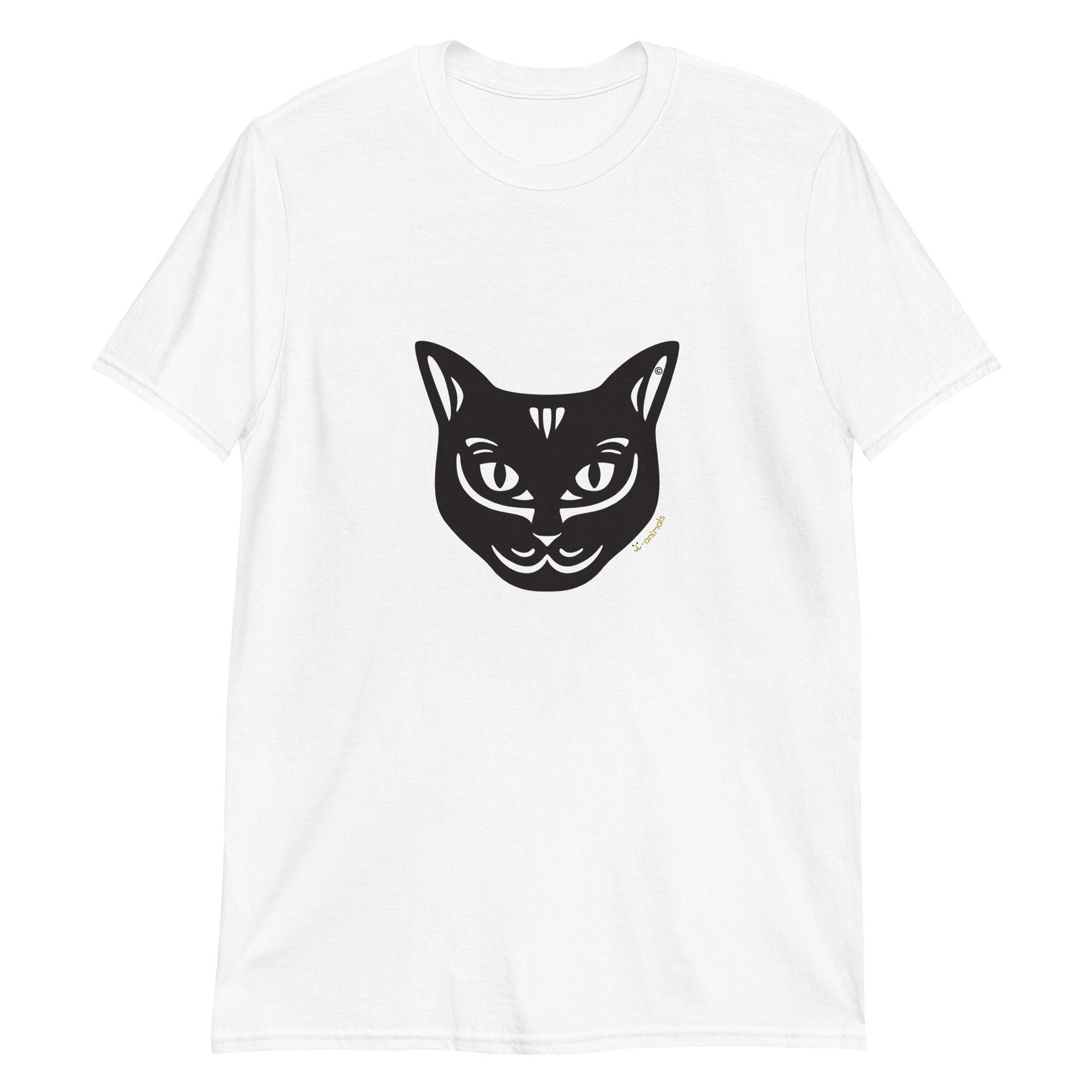 Camiseta unissex de manga curta - Gato Preto - Tribal - Cores Claras i-animals