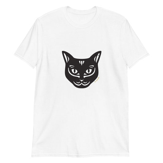Camiseta unissex de manga curta - Gato Preto - Tribal - Cores Claras i-animals