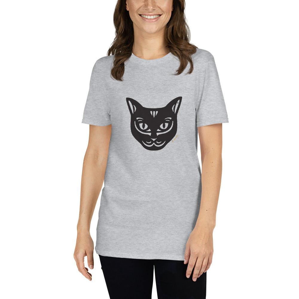 Camiseta unissex de manga curta - Gato Preto - Tribal - Cores Claras i-animals