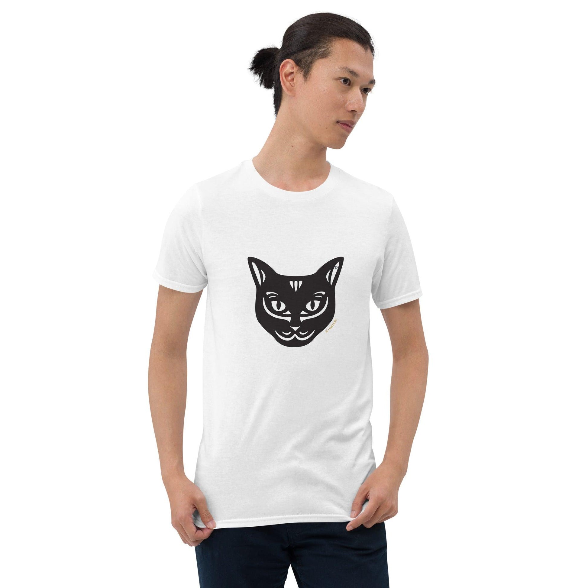 Camiseta unissex de manga curta - Gato Preto - Tribal - Cores Claras i-animals