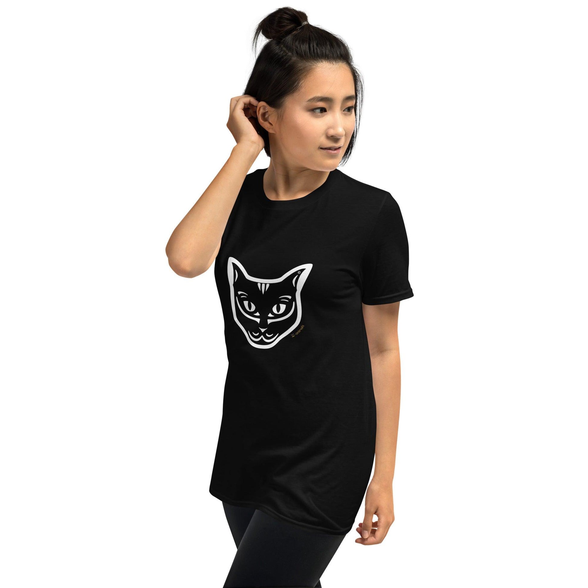 Camiseta unissex de manga curta - Gato Preto - Tribal i-animals
