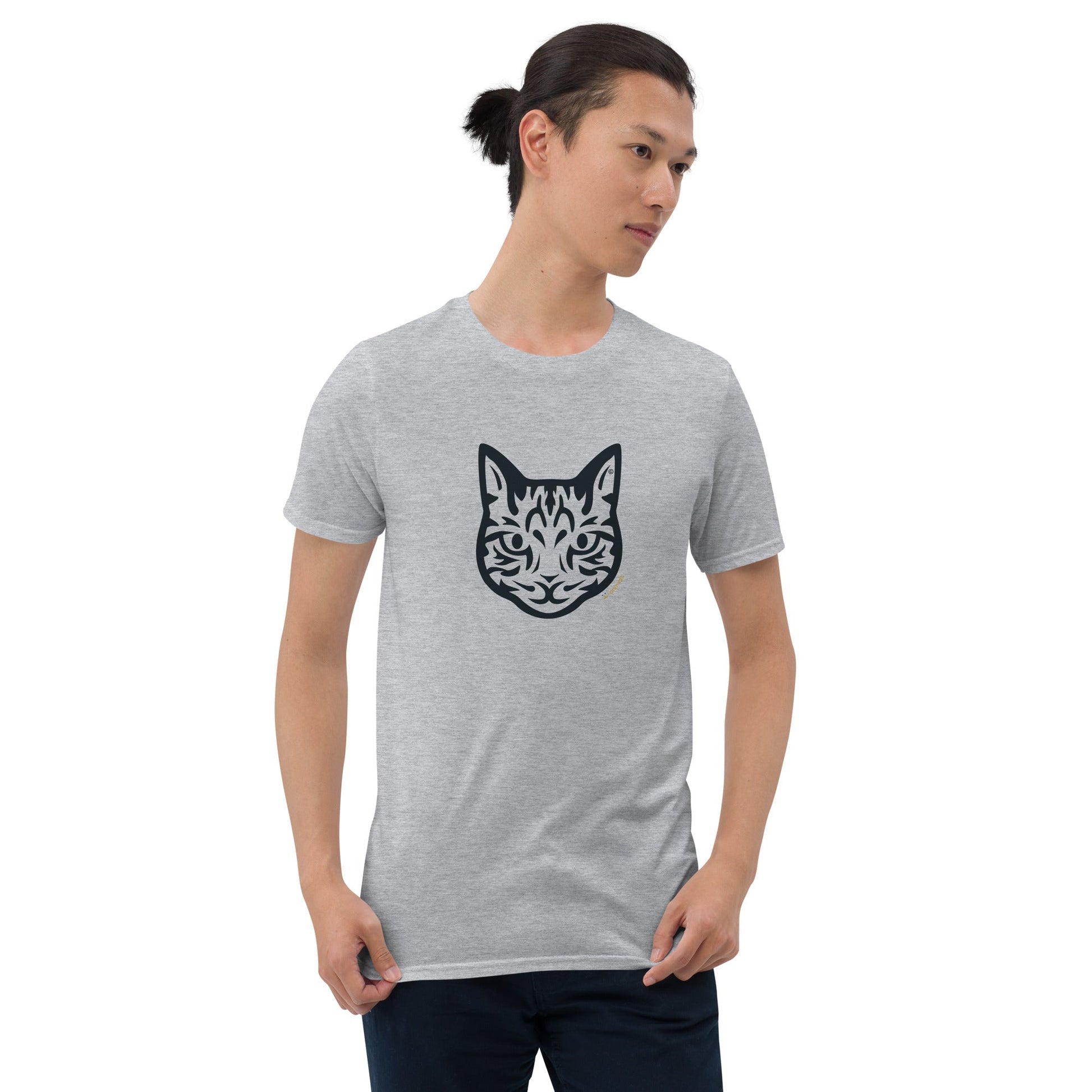 Camiseta unissex de manga curta - Gato Tigrado - Tribal - Cores Claras i-animals