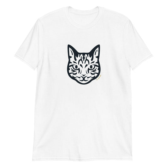 Camiseta unissex de manga curta - Gato Tigrado - Tribal - Cores Claras i-animals