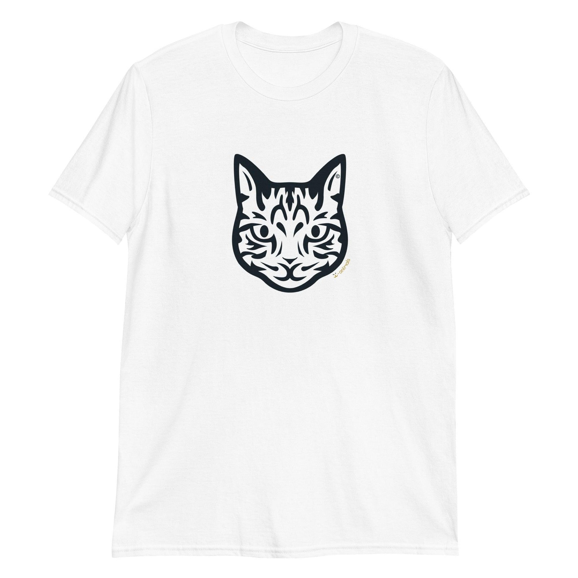 Camiseta unissex de manga curta - Gato Tigrado - Tribal - Cores Claras i-animals