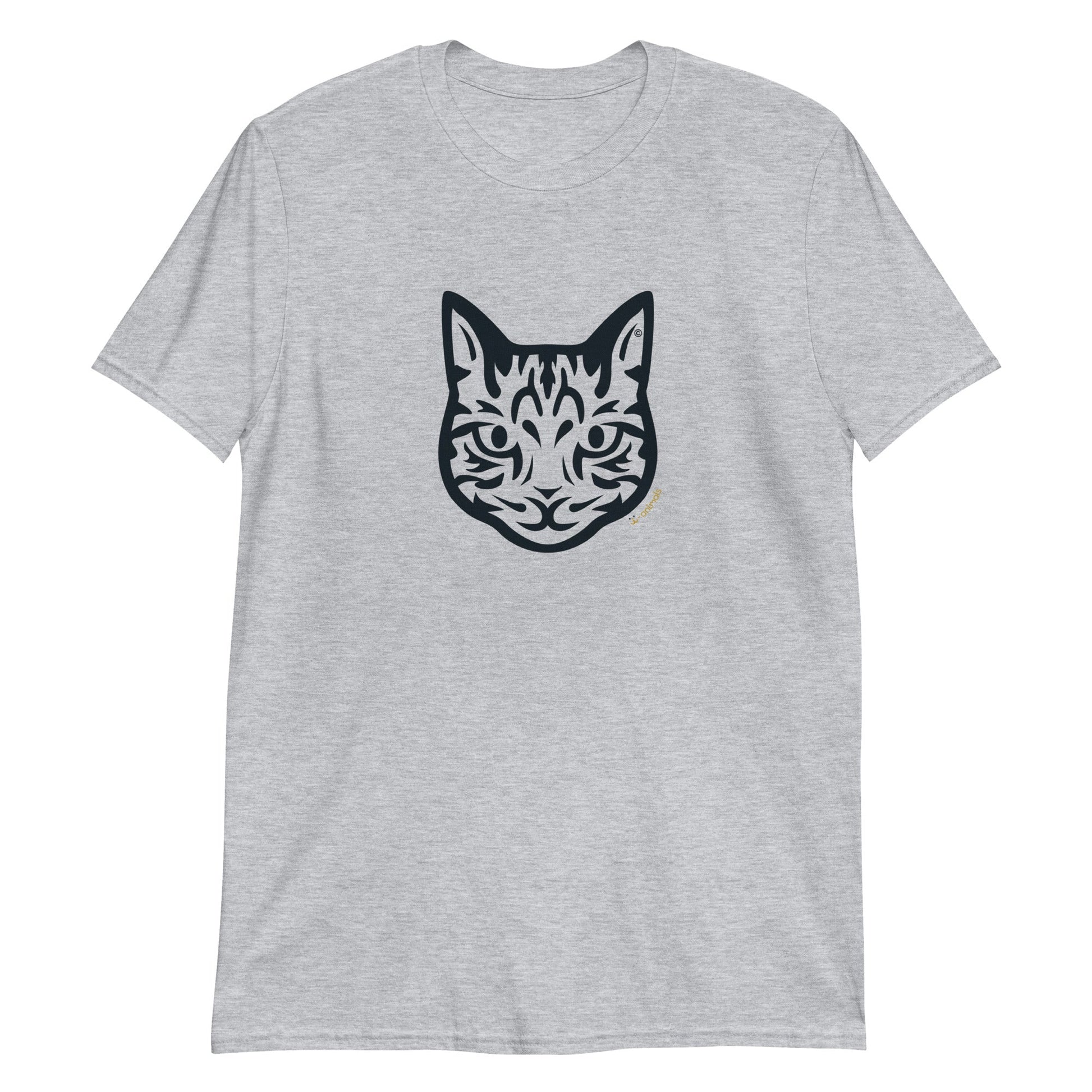 Camiseta unissex de manga curta - Gato Tigrado - Tribal - Cores Claras i-animals
