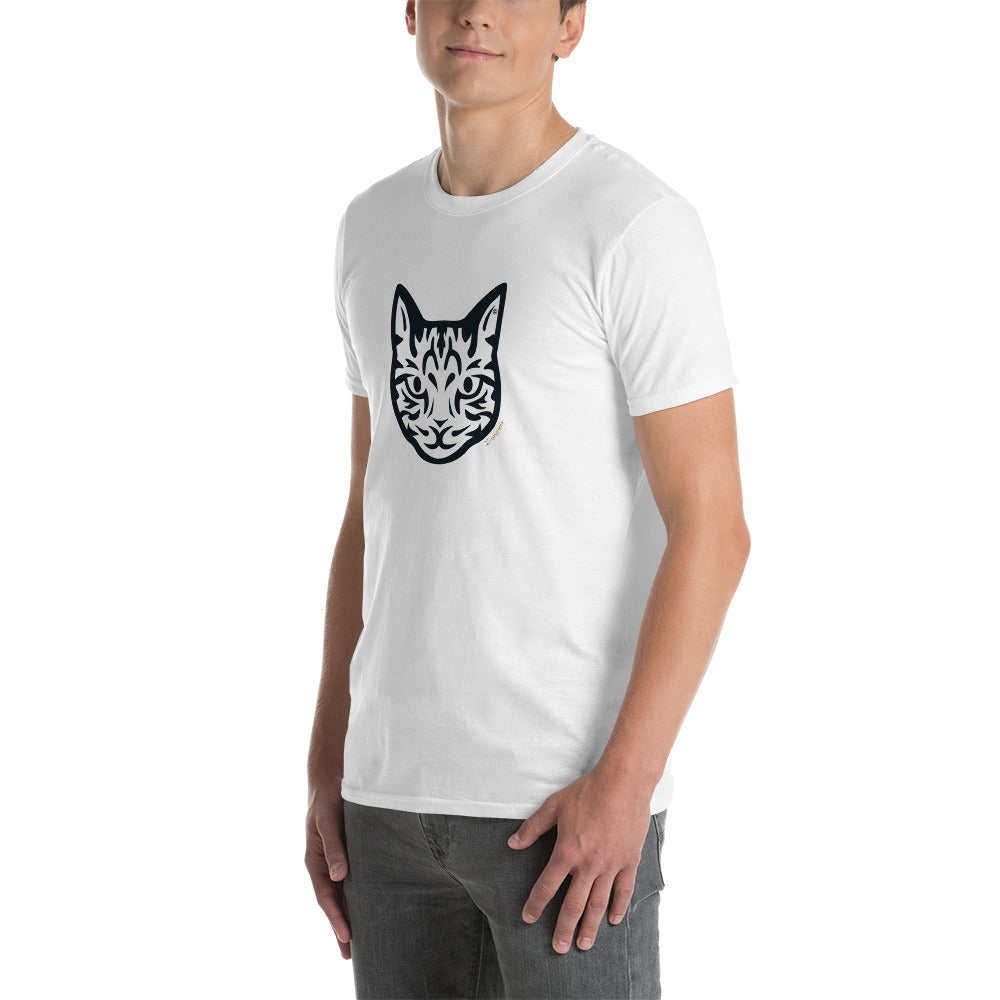 Camiseta unissex de manga curta - Gato Tigrado - Tribal - Cores Claras i-animals