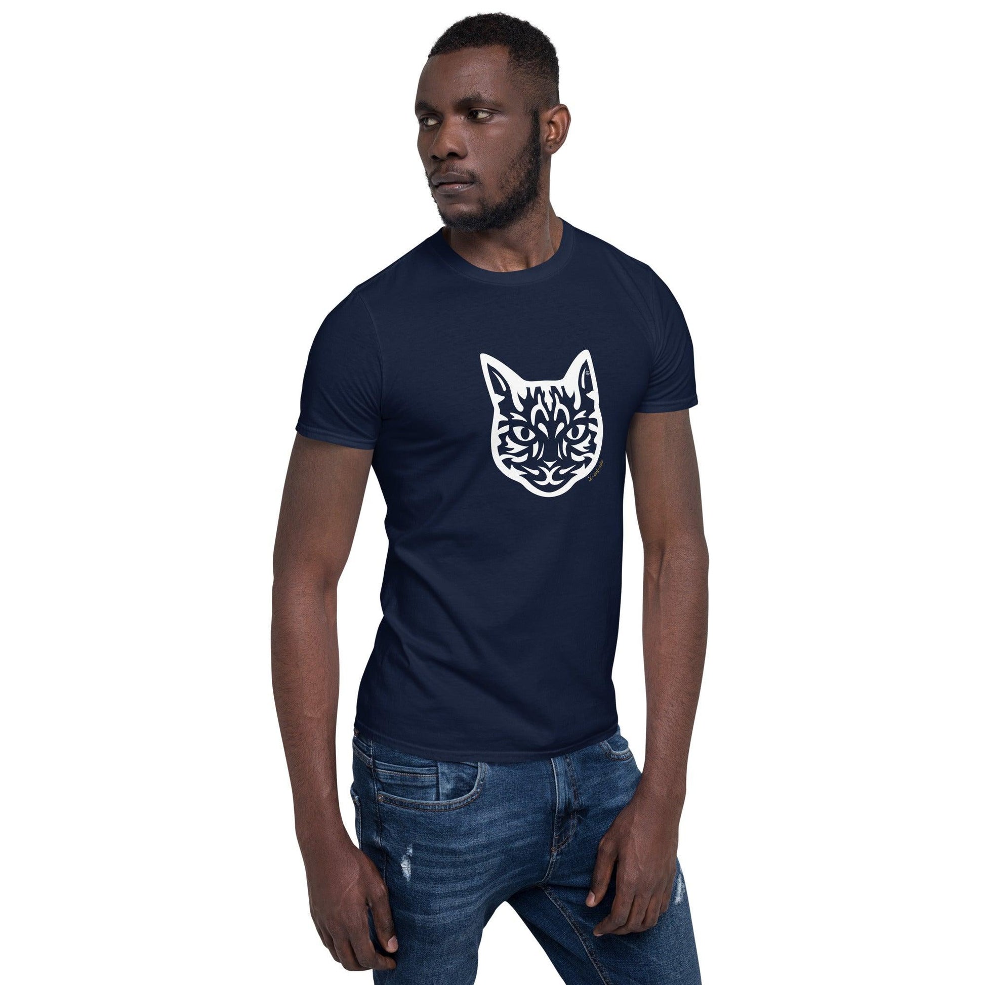 Camiseta unissex de manga curta - Gato Tigrado - Tribal i-animals