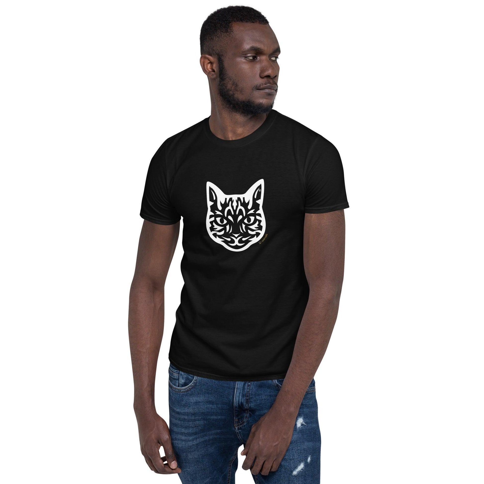 Camiseta unissex de manga curta - Gato Tigrado - Tribal i-animals