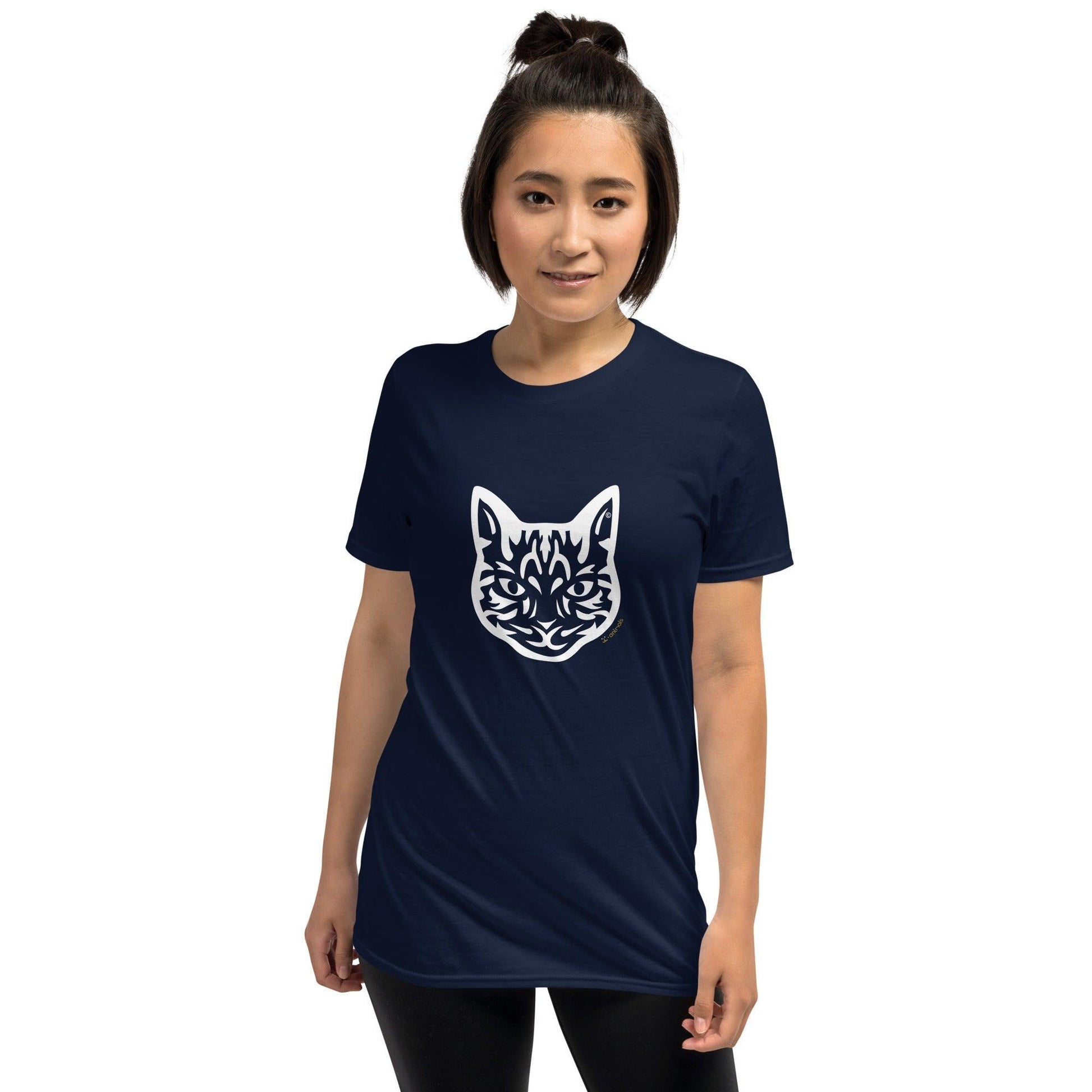 Camiseta unissex de manga curta - Gato Tigrado - Tribal i-animals