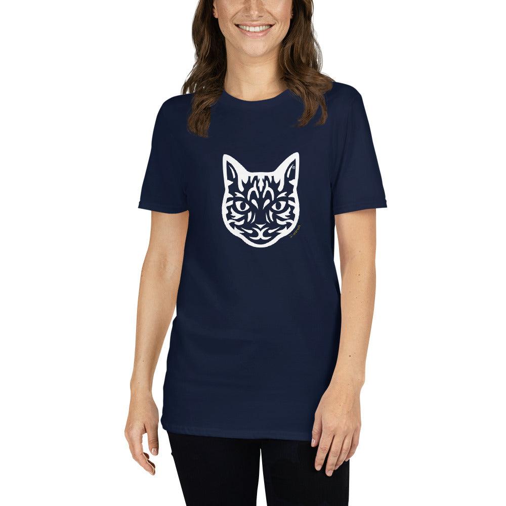 Camiseta unissex de manga curta - Gato Tigrado - Tribal i-animals