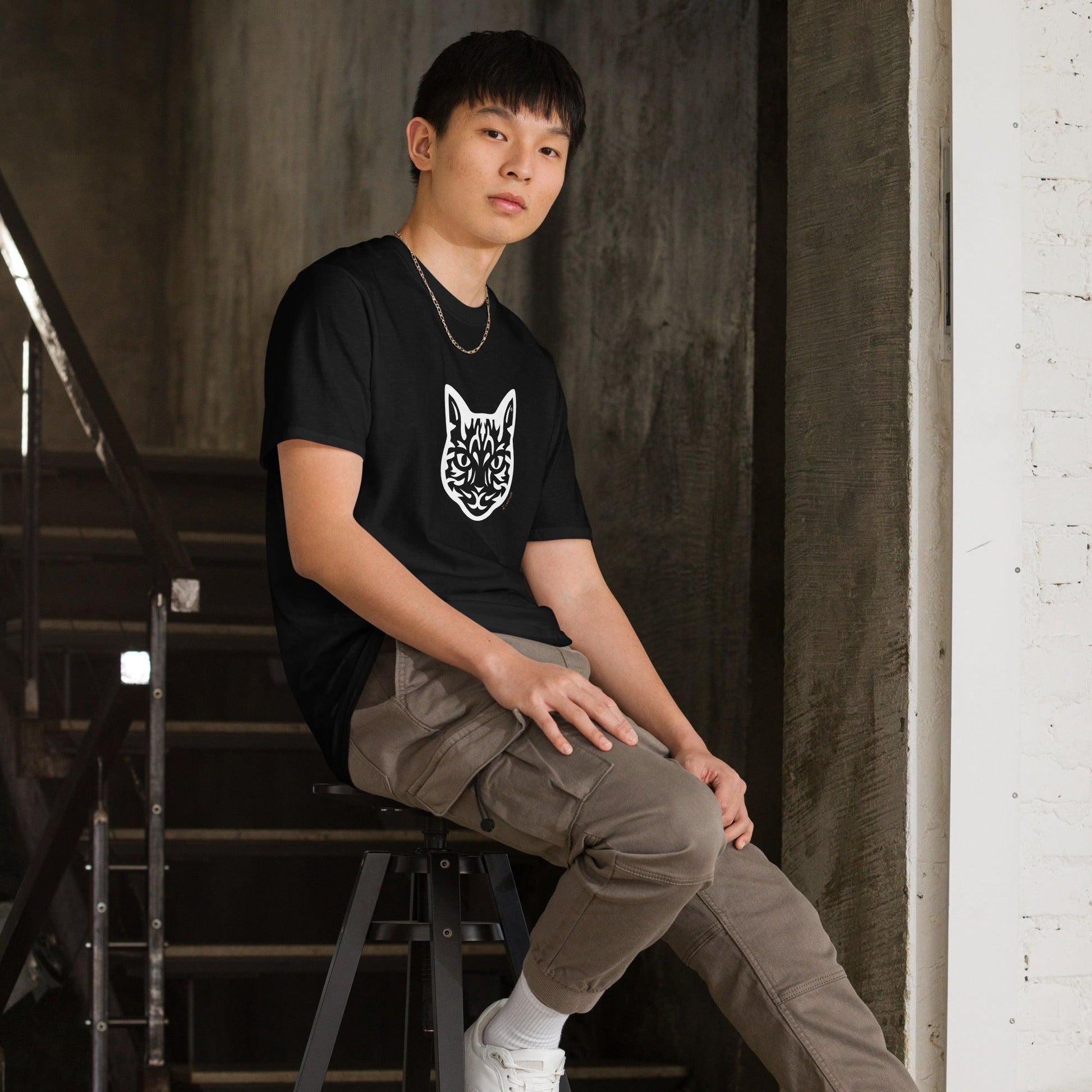 Camiseta unissex de manga curta - Gato Tigrado - Tribal i-animals