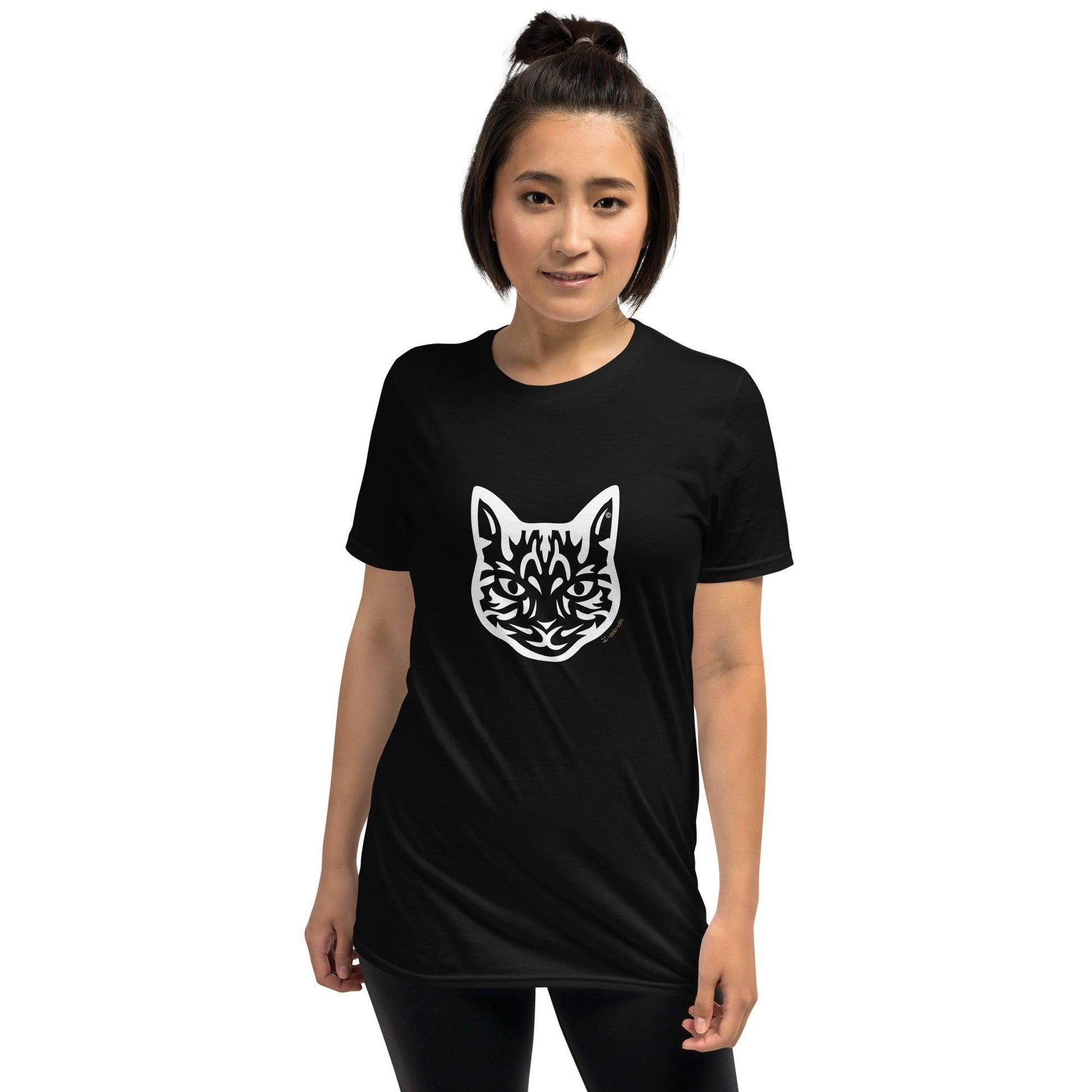 Camiseta unissex de manga curta - Gato Tigrado - Tribal i-animals