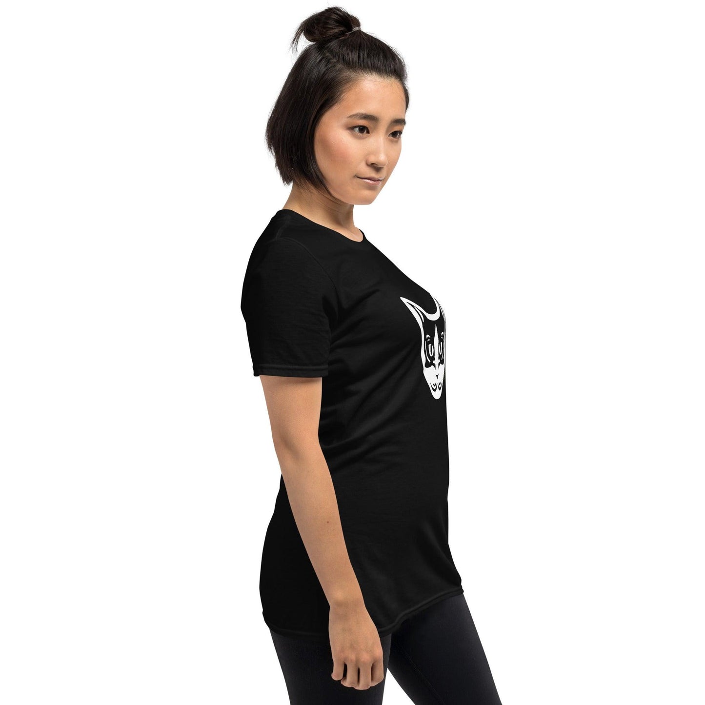 Camiseta unissex de manga curta - Gato preto e branco - Tribal i-animals