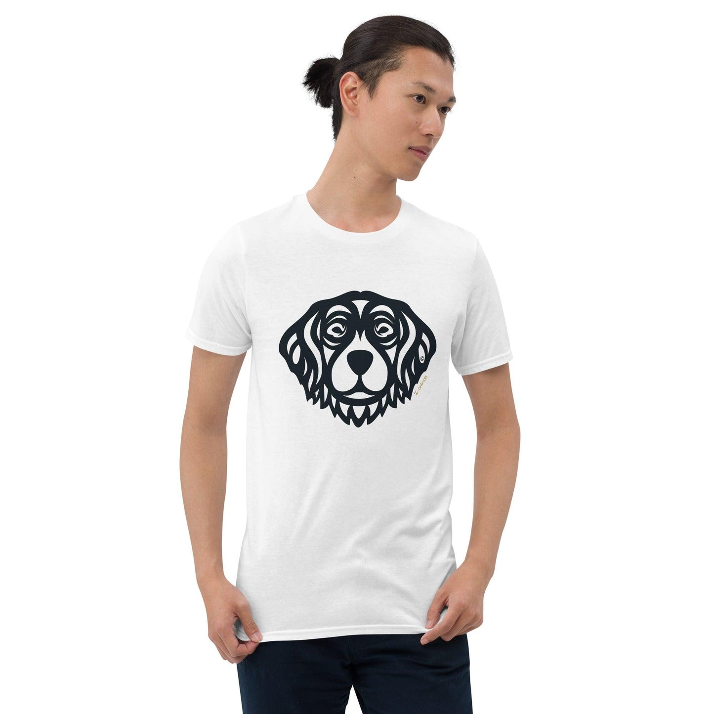 Camiseta unissex de manga curta - Golden Retriever - Tribal - Cores Claras i-animals