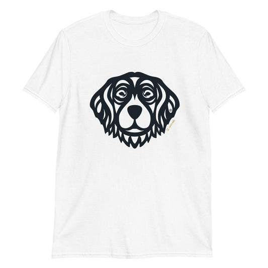 Camiseta unissex de manga curta - Golden Retriever - Tribal - Cores Claras i-animals