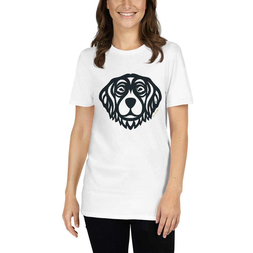 Camiseta unissex de manga curta - Golden Retriever - Tribal - Cores Claras i-animals