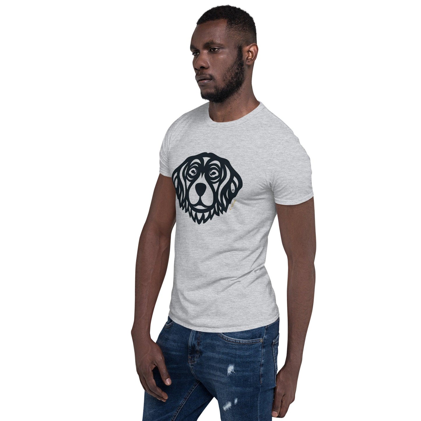 Camiseta unissex de manga curta - Golden Retriever - Tribal - Cores Claras i-animals