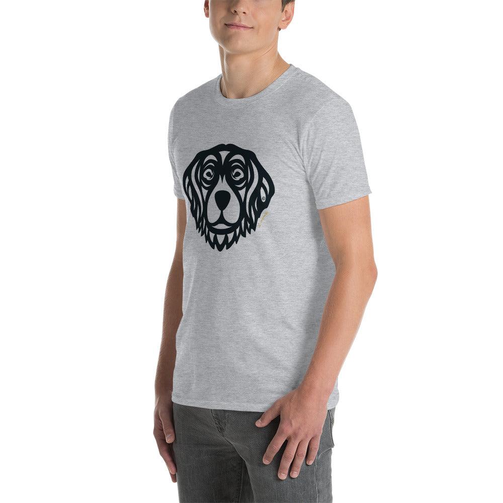 Camiseta unissex de manga curta - Golden Retriever - Tribal - Cores Claras i-animals