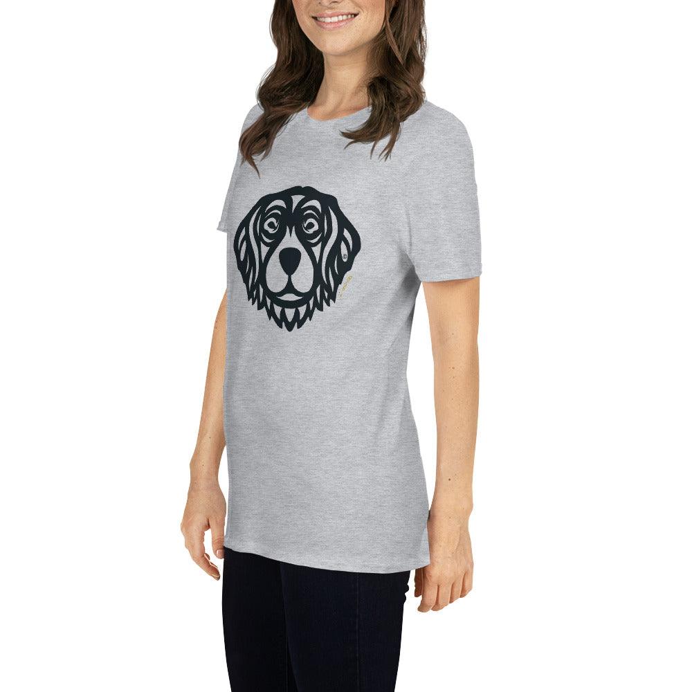 Camiseta unissex de manga curta - Golden Retriever - Tribal - Cores Claras i-animals