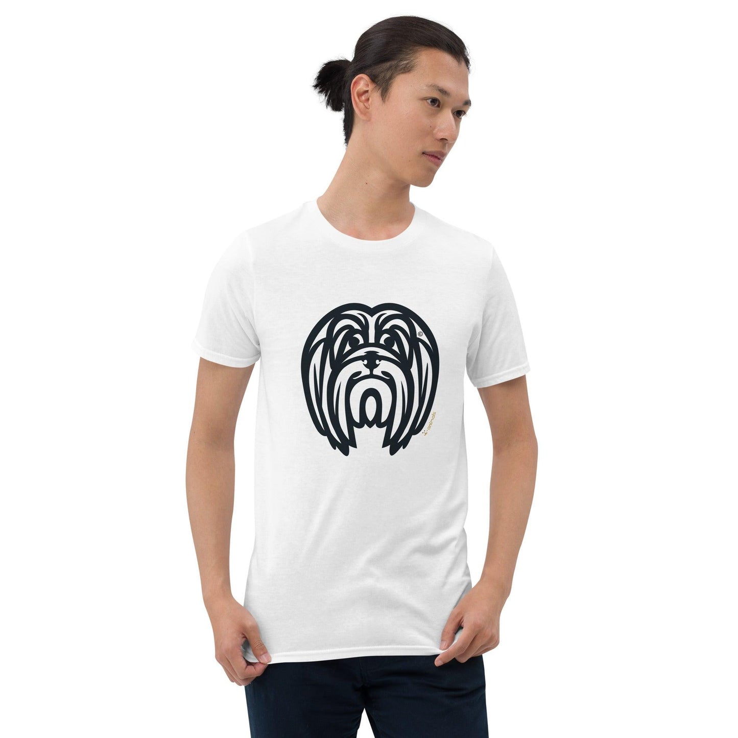 Camiseta unissex de manga curta - Lhasa Apso - Tribal - Cores Claras i-animals