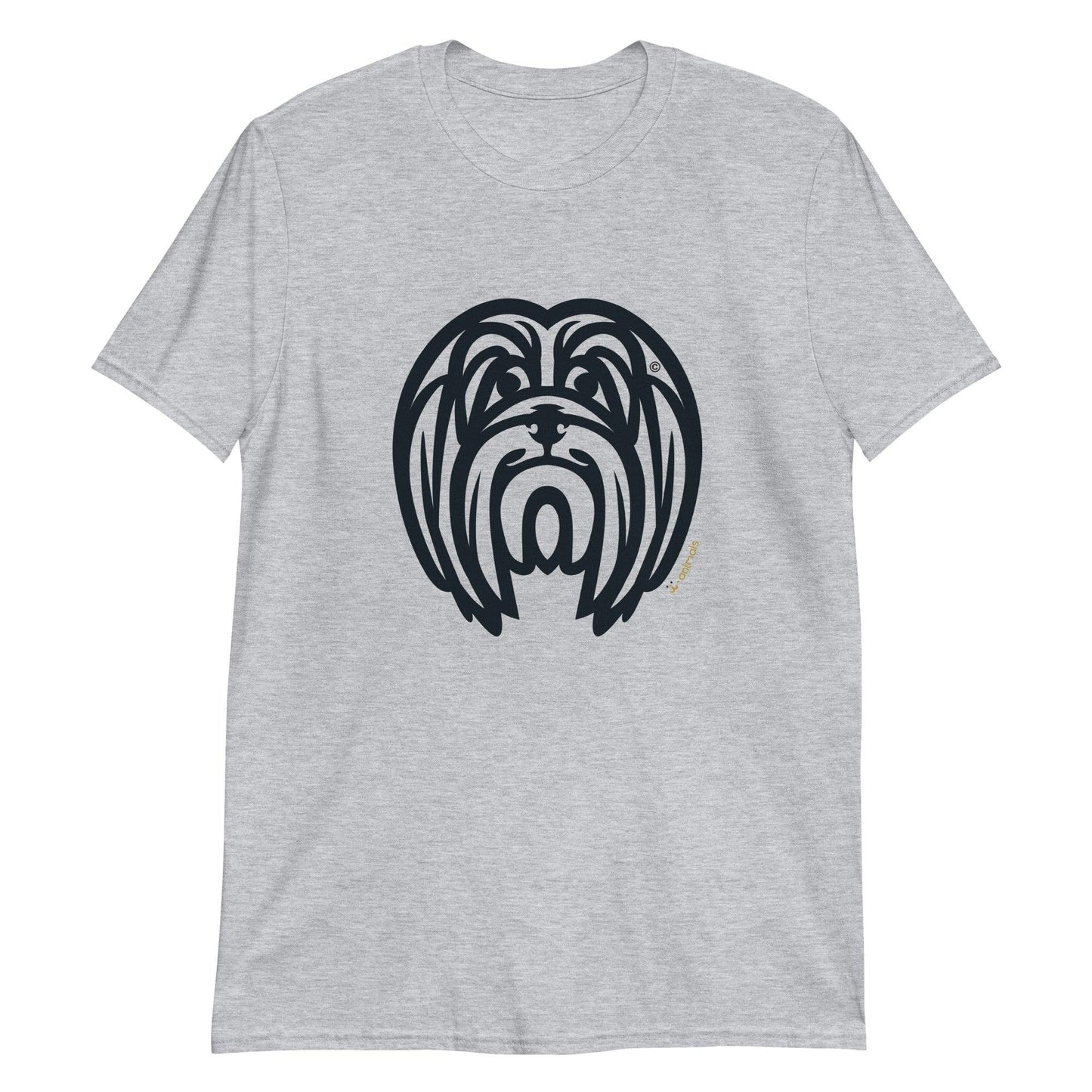 Camiseta unissex de manga curta - Lhasa Apso - Tribal - Cores Claras i-animals