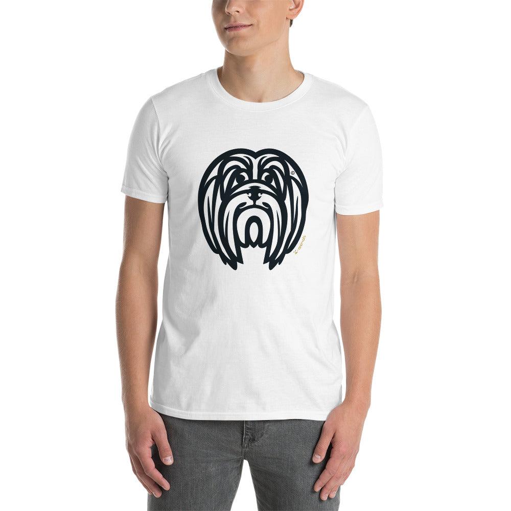 Camiseta unissex de manga curta - Lhasa Apso - Tribal - Cores Claras i-animals