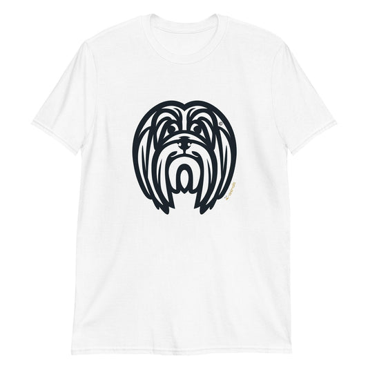 Camiseta unissex de manga curta - Lhasa Apso - Tribal - Cores Claras i-animals