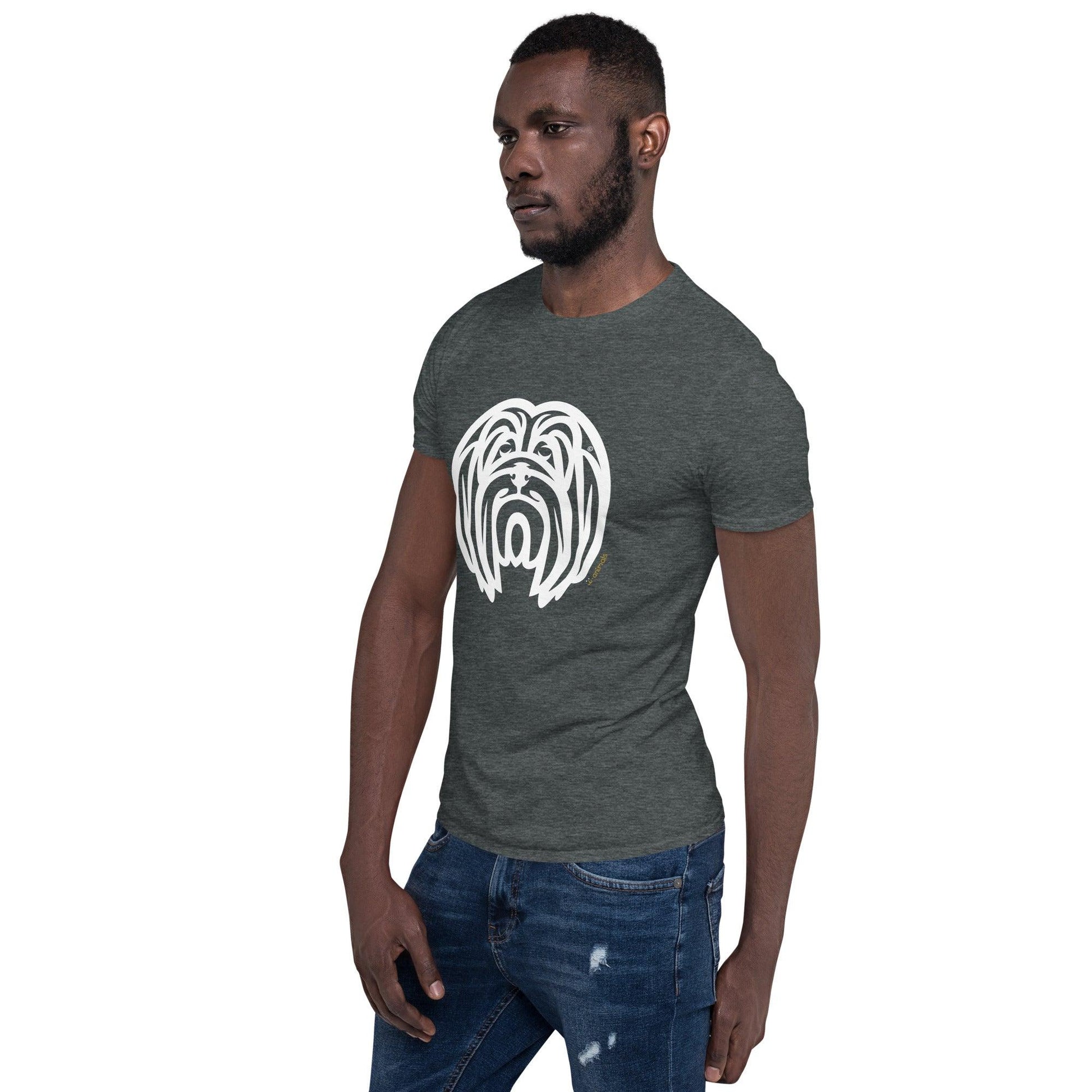 Camiseta unissex de manga curta - Lhasa Apso - Tribal i-animals