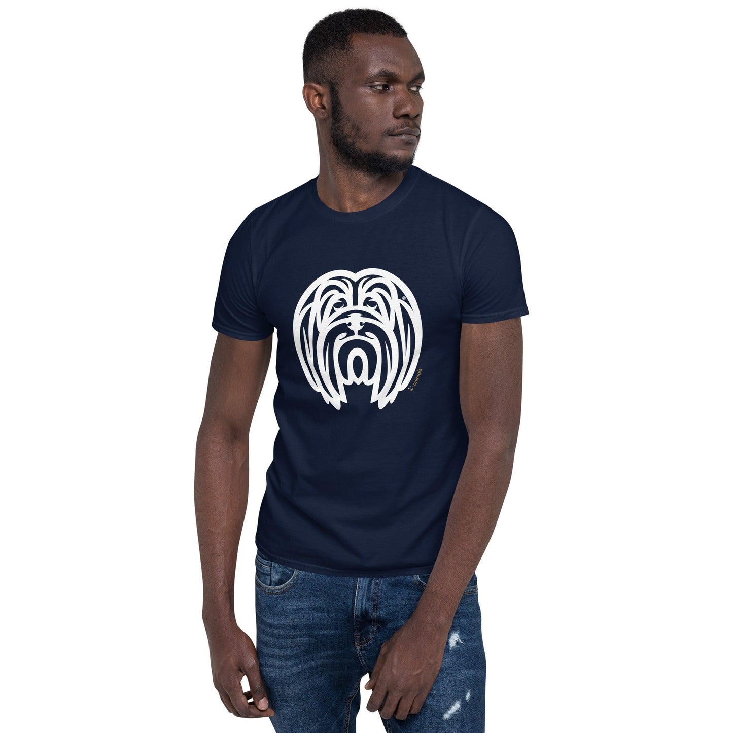Camiseta unissex de manga curta - Lhasa Apso - Tribal i-animals