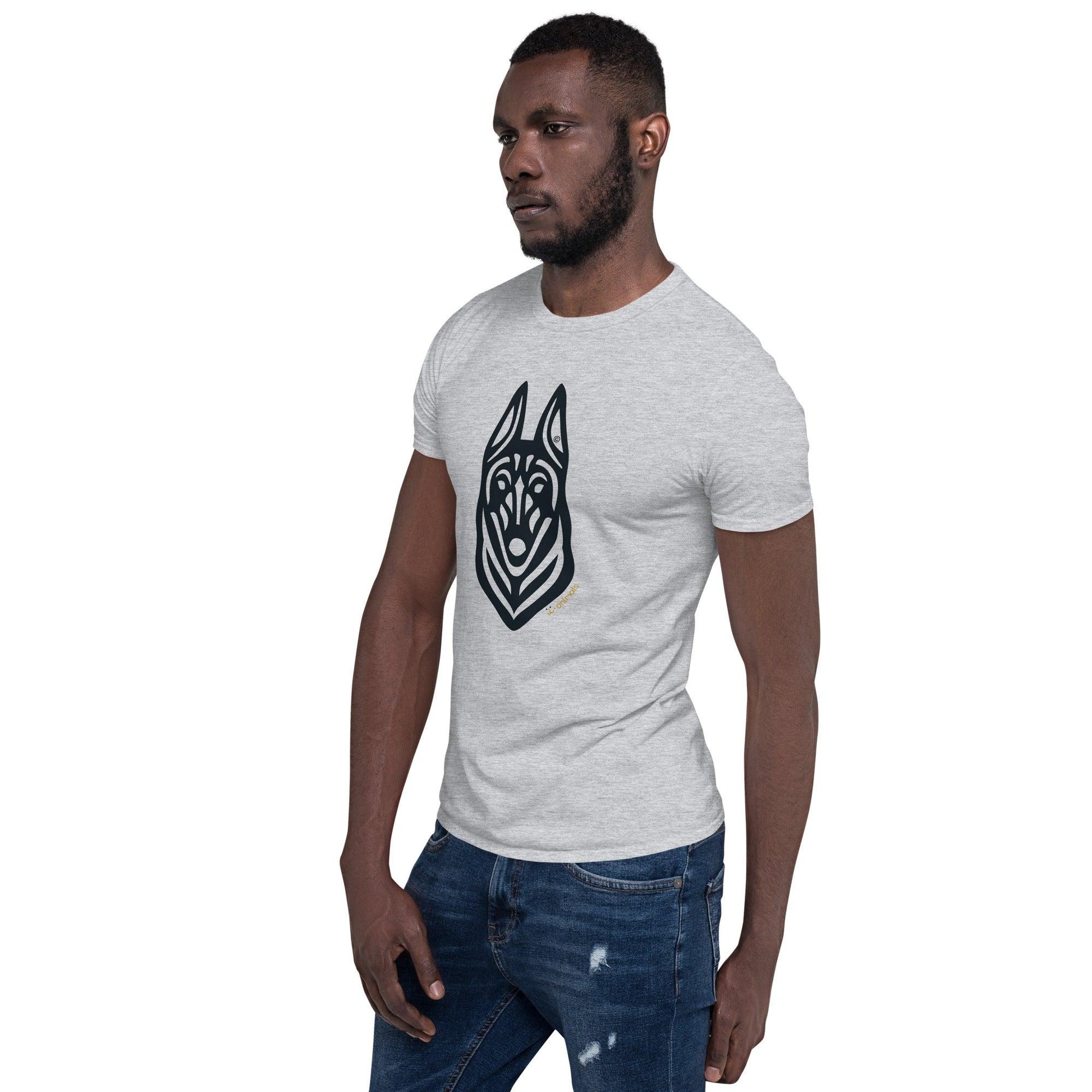 Camiseta unissex de manga curta - Malinois - Tribal - Cores Claras i-animals