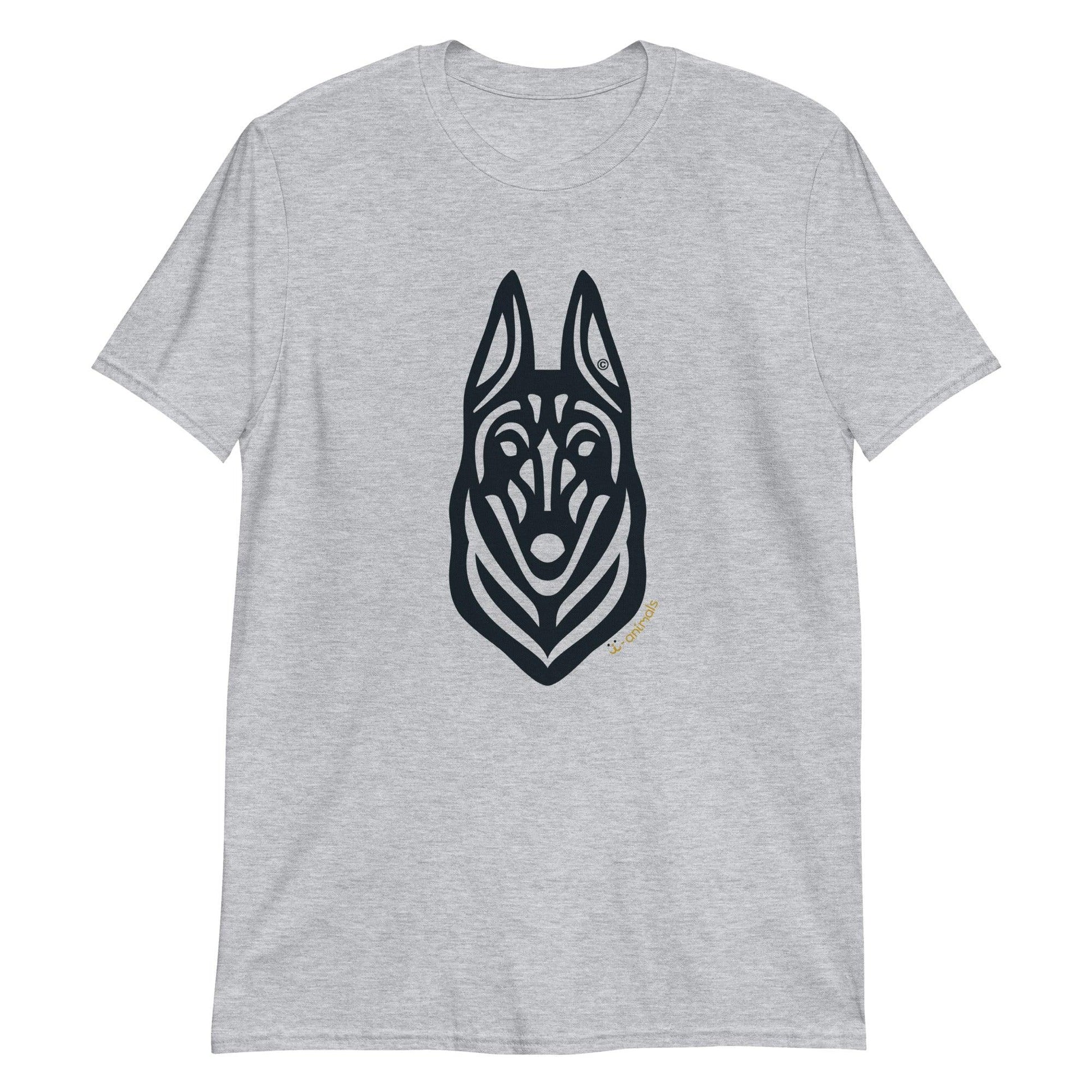 Camiseta unissex de manga curta - Malinois - Tribal - Cores Claras i-animals